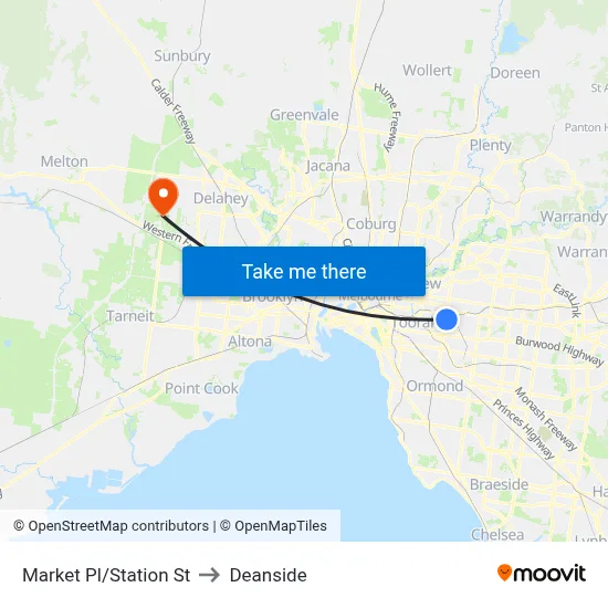 Market Pl/Station St to Deanside map