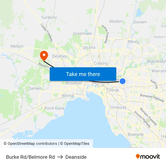 Burke Rd/Belmore Rd to Deanside map
