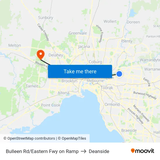 Bulleen Rd/Eastern Fwy on Ramp to Deanside map