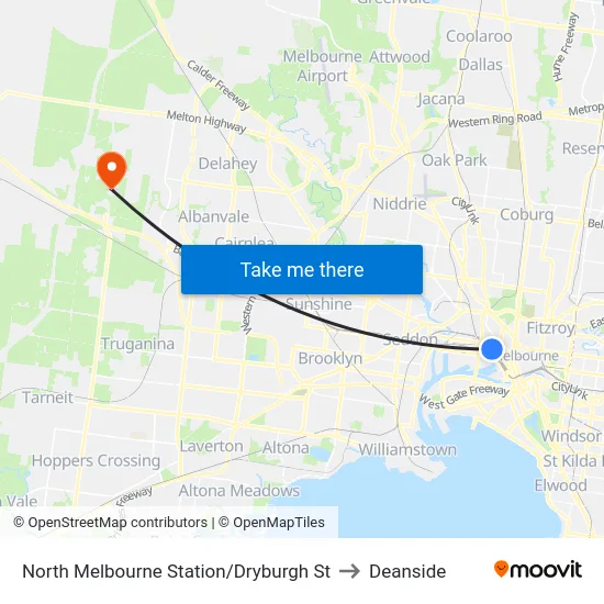 North Melbourne Station/Dryburgh St to Deanside map