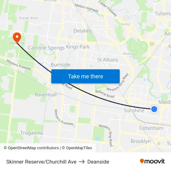 Skinner Reserve/Churchill Ave to Deanside map