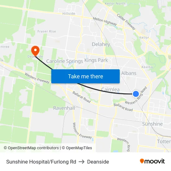 Sunshine Hospital/Furlong Rd to Deanside map