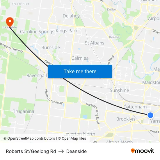 Roberts St/Geelong Rd to Deanside map