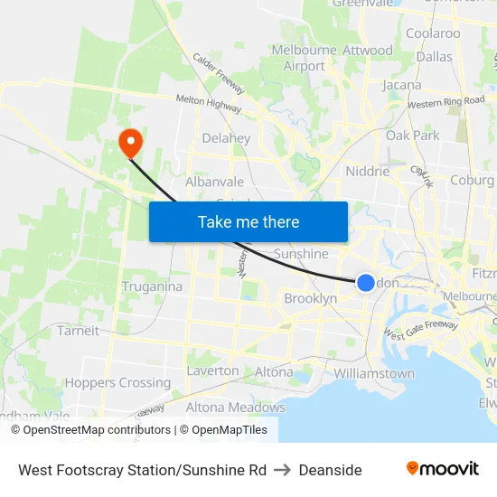 West Footscray Station/Sunshine Rd to Deanside map