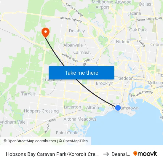 Hobsons Bay Caravan Park/Kororoit Creek Rd to Deanside map
