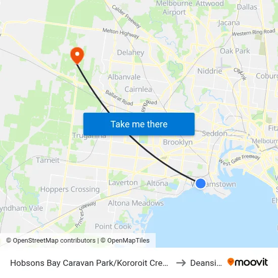 Hobsons Bay Caravan Park/Kororoit Creek Rd to Deanside map