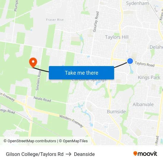 Gilson College/Taylors Rd to Deanside map