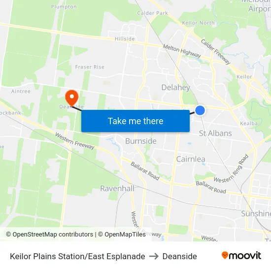 Keilor Plains Station/East Esplanade to Deanside map