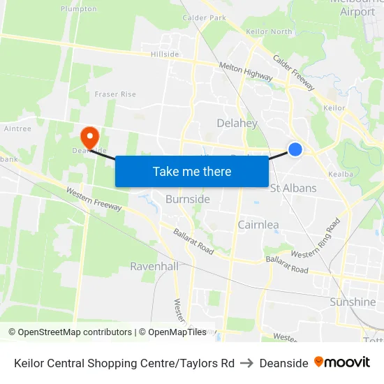 Keilor Central Shopping Centre/Taylors Rd to Deanside map