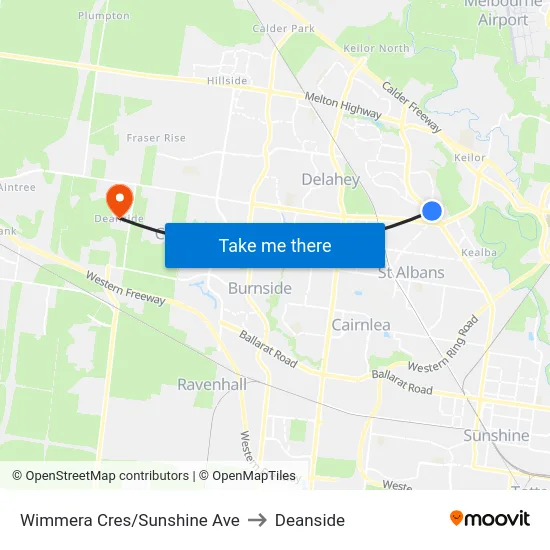Wimmera Cres/Sunshine Ave to Deanside map