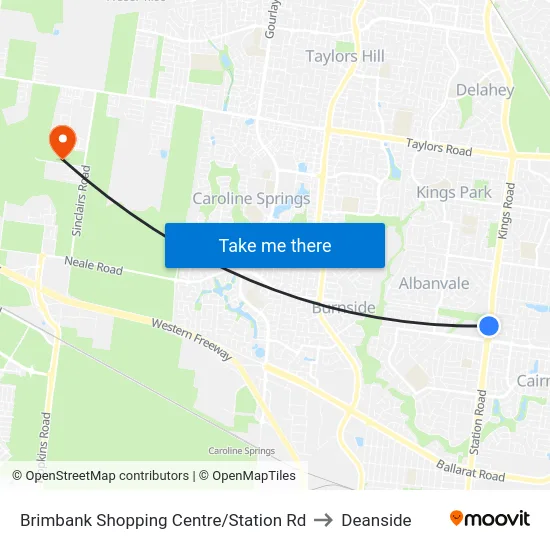 Brimbank Shopping Centre/Station Rd to Deanside map