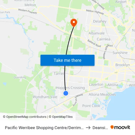 Pacific Werribee Shopping Centre/Derrimut Rd to Deanside map