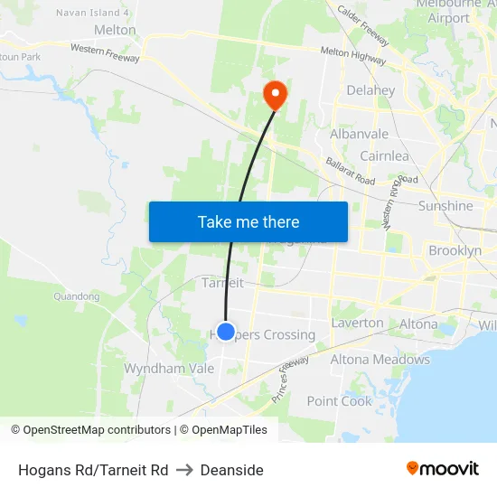 Hogans Rd/Tarneit Rd to Deanside map