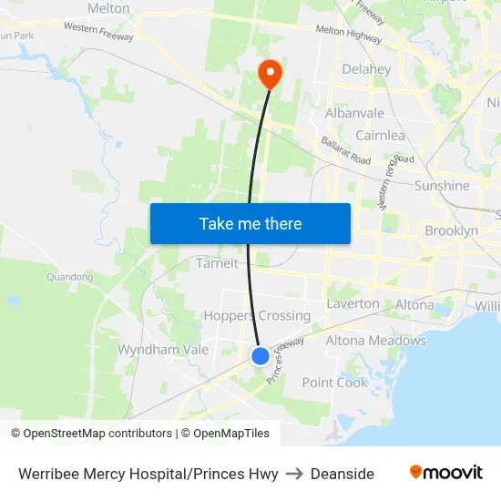Werribee Mercy Hospital/Princes Hwy to Deanside map