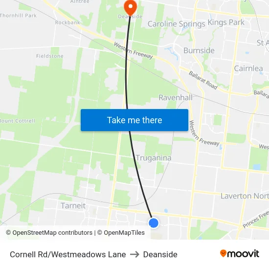 Cornell Rd/Westmeadows Lane to Deanside map