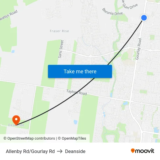 Allenby Rd/Gourlay Rd to Deanside map