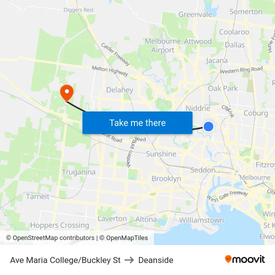 Ave Maria College/Buckley St to Deanside map