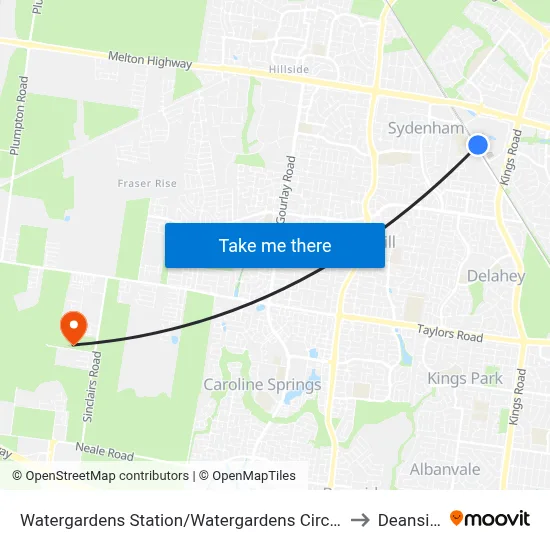 Watergardens Station/Watergardens Circuit Rd to Deanside map