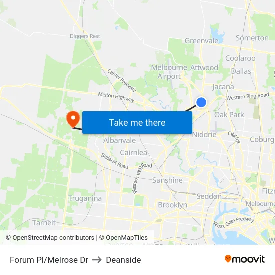 Forum Pl/Melrose Dr to Deanside map