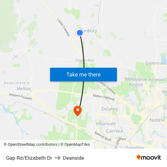 Gap Rd/Elizabeth Dr to Deanside map