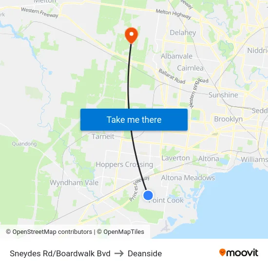 Sneydes Rd/Boardwalk Bvd to Deanside map