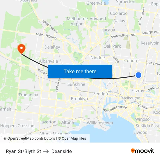 Ryan St/Blyth St to Deanside map