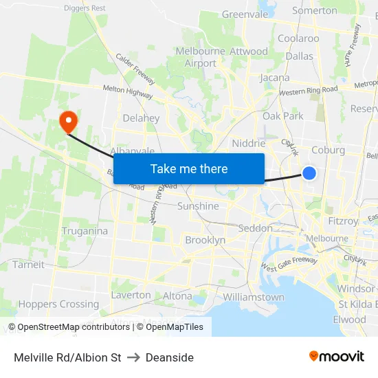 Melville Rd/Albion St to Deanside map