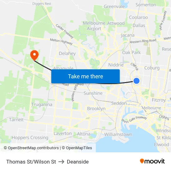 Thomas St/Wilson St to Deanside map