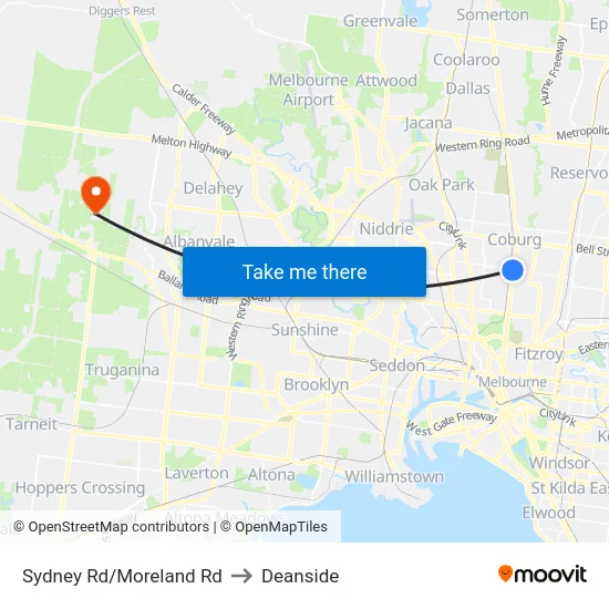 Sydney Rd/Moreland Rd to Deanside map