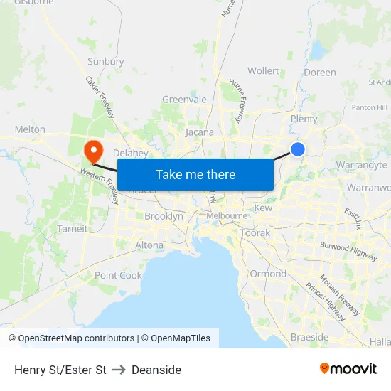 Henry St/Ester St to Deanside map