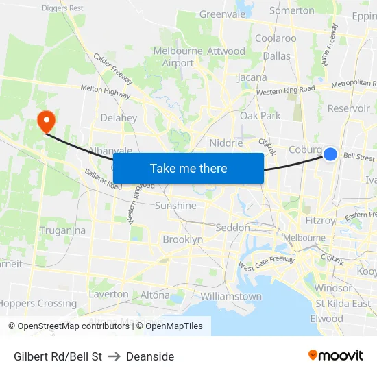 Gilbert Rd/Bell St to Deanside map