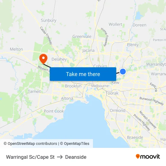 Warringal Sc/Cape St to Deanside map