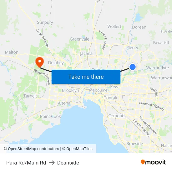 Para Rd/Main Rd to Deanside map