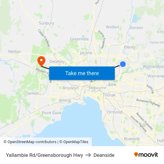 Yallambie Rd/Greensborough Hwy to Deanside map