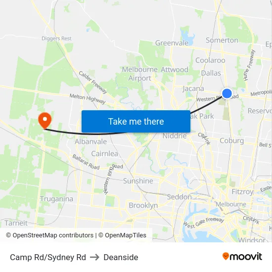 Camp Rd/Sydney Rd to Deanside map