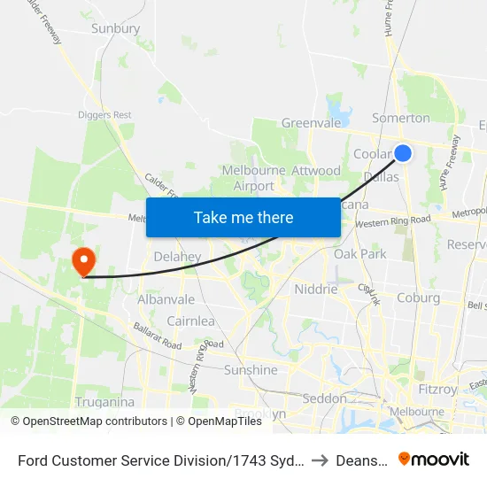 Ford Customer Service Division/1743 Sydney Rd to Deanside map