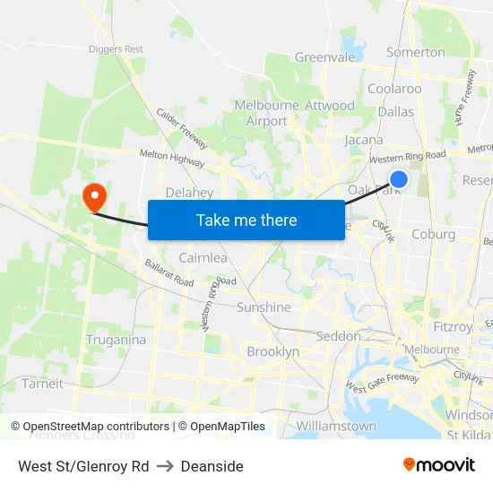 West St/Glenroy Rd to Deanside map