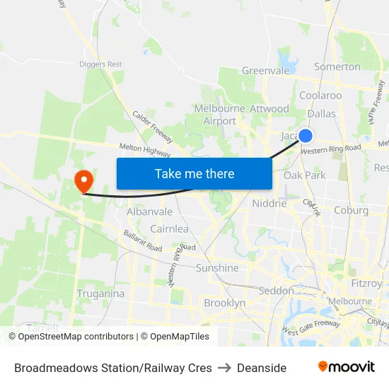Broadmeadows Station/Railway Cres to Deanside map