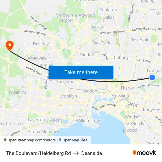 The Boulevard/Heidelberg Rd to Deanside map