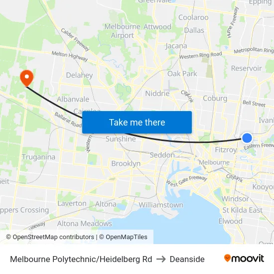 Melbourne Polytechnic/Heidelberg Rd to Deanside map