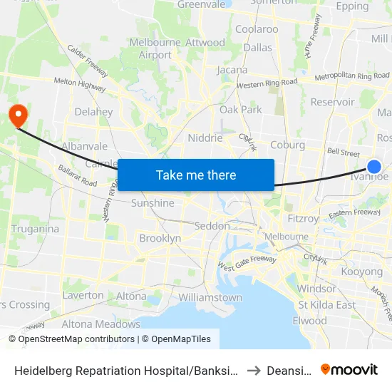 Heidelberg Repatriation Hospital/Banksia St to Deanside map