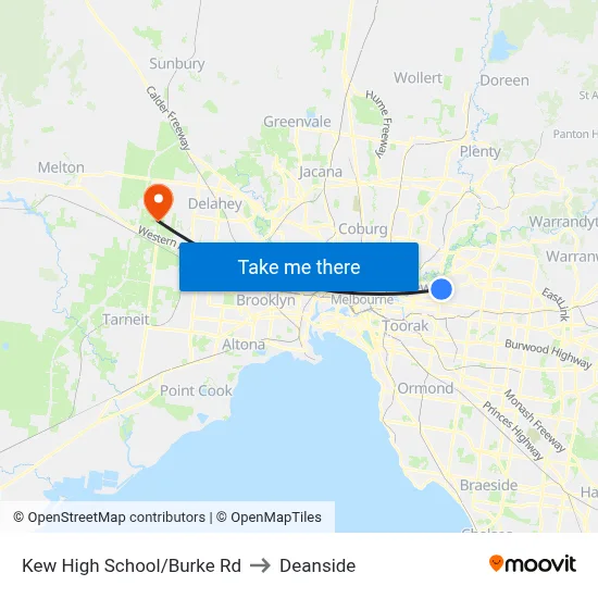Kew High School/Burke Rd to Deanside map