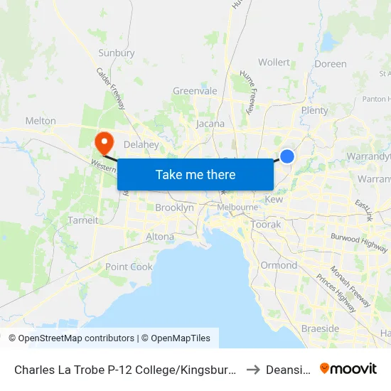 Charles La Trobe P-12 College/Kingsbury Dr to Deanside map