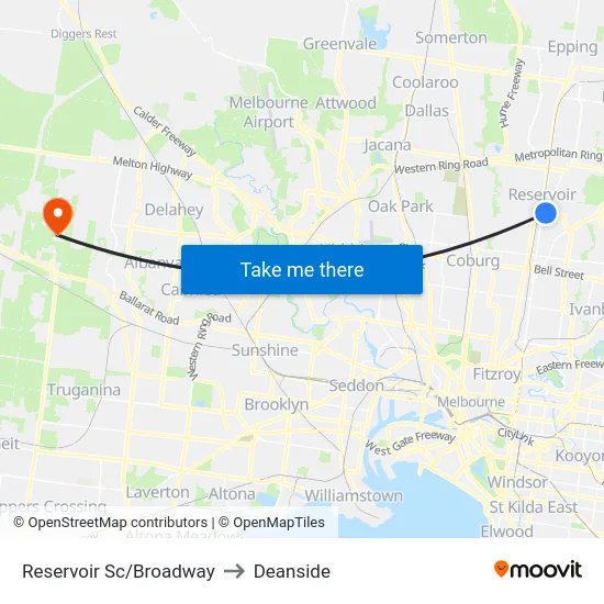Reservoir Sc/Broadway to Deanside map