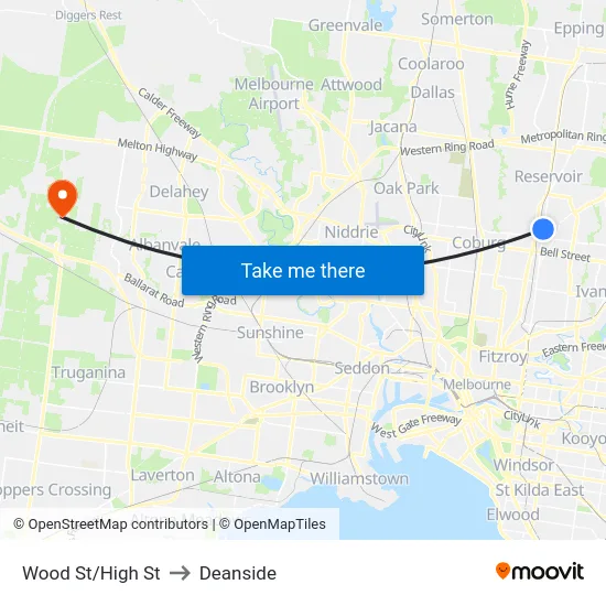 Wood St/High St to Deanside map