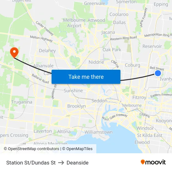 Station St/Dundas St to Deanside map