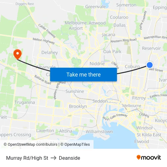 Murray Rd/High St to Deanside map