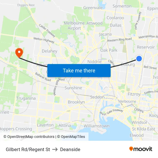 Gilbert Rd/Regent St to Deanside map