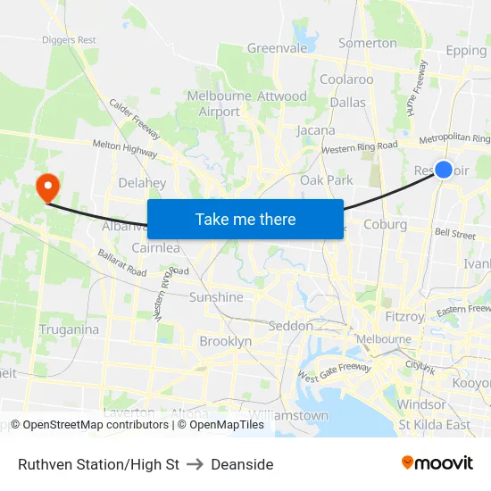 Ruthven Station/High St to Deanside map