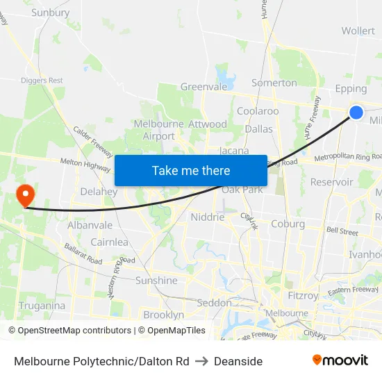 Melbourne Polytechnic/Dalton Rd to Deanside map